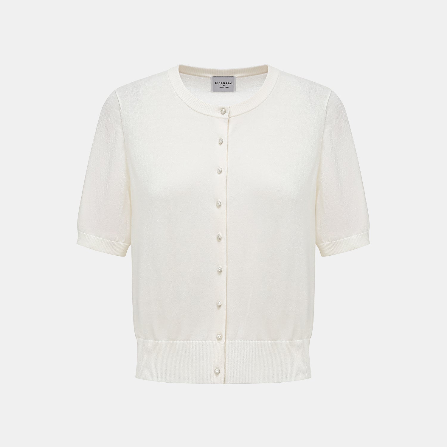 "Summer Diary" 涼感三醋酸喀什米爾針織短袖開衫—PURE