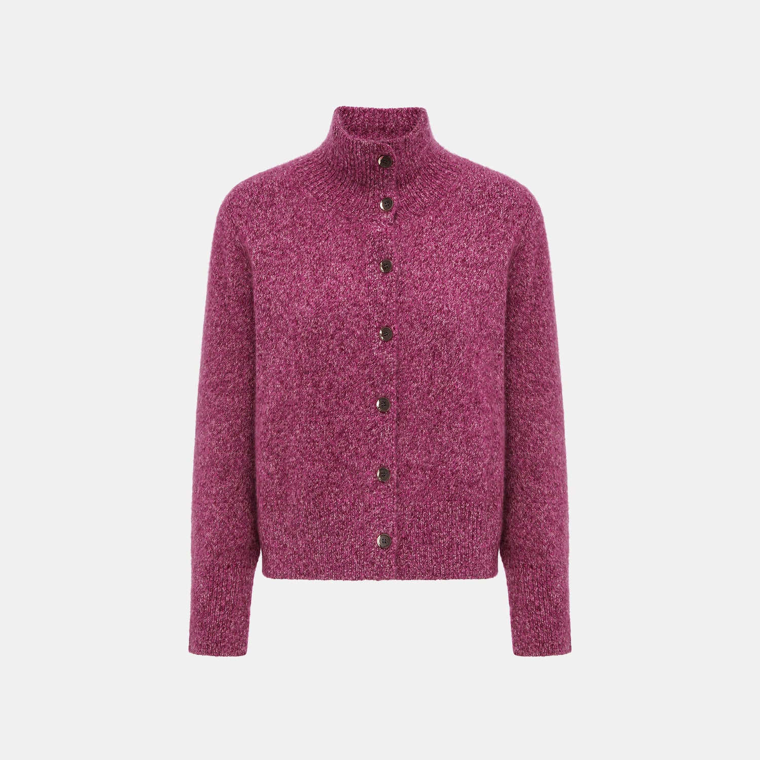 “Winter Diary” Cashmere真絲霧染絨柔細針立領外套—Mulled Berry冬季甜莓