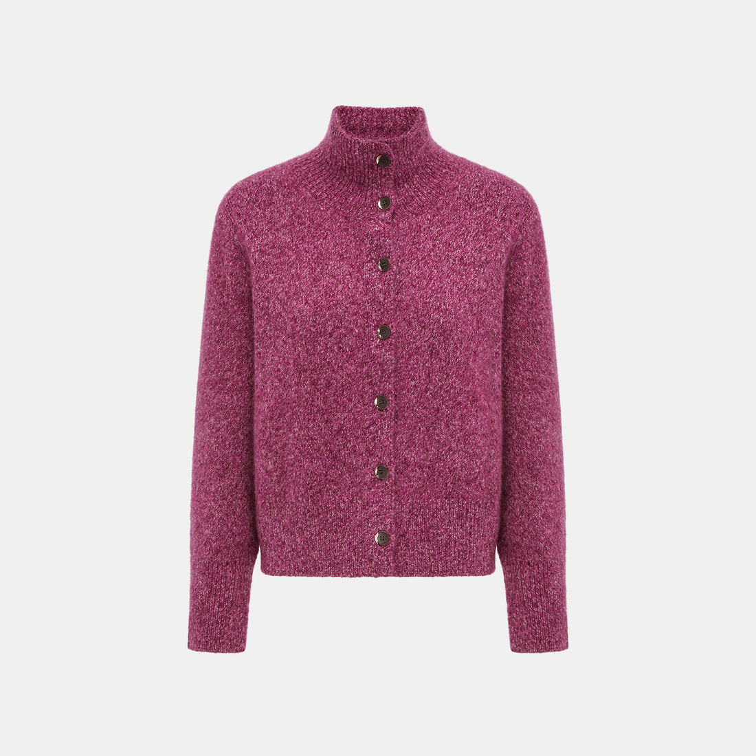 “Winter Diary” Cashmere真絲霧染絨柔細針立領外套—Mulled Berry冬季甜莓