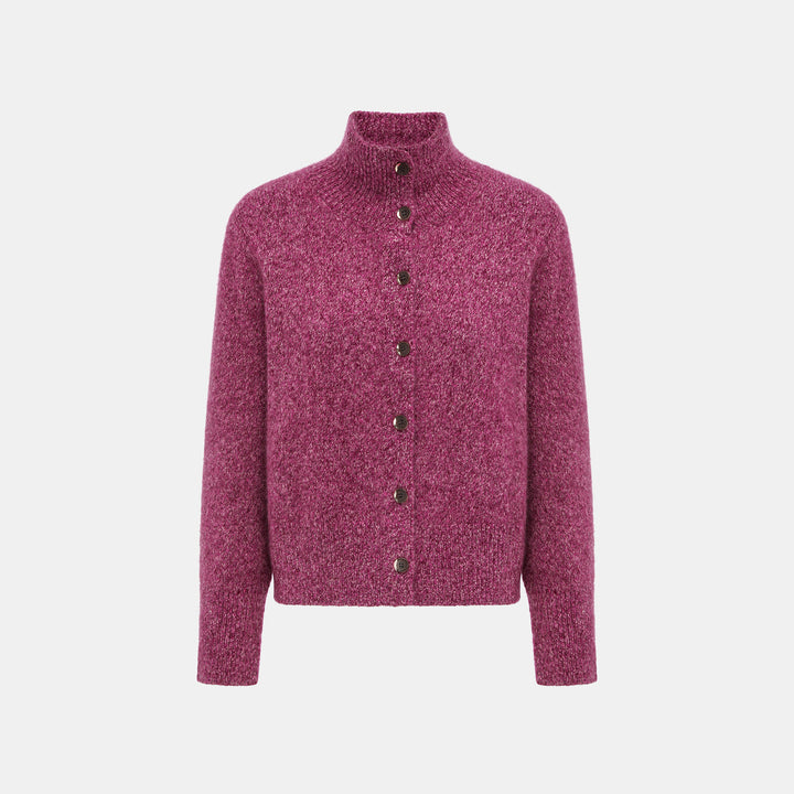 “Winter Diary” Cashmere真絲霧染絨柔細針立領外套—Mulled Berry冬季甜莓