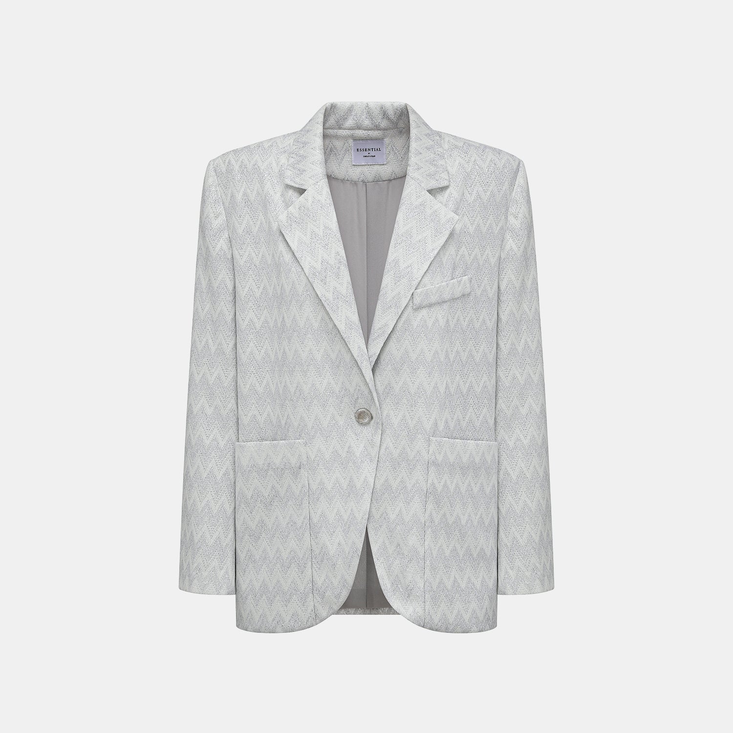 “Autumn Diary”義大利Chevron山形銀燦織紋針織西裝外套—Hazy Vale煙嵐悠境