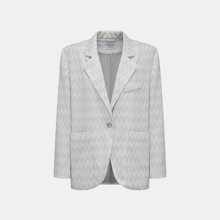 “Autumn Diary”義大利Chevron山形銀燦織紋針織西裝外套—Hazy Vale煙嵐悠境