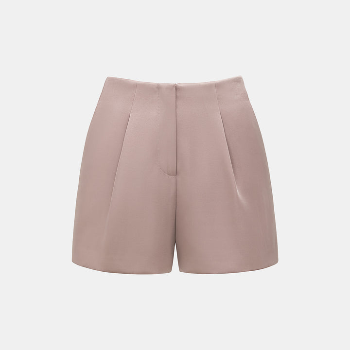 "Weekend at Monaco." 重磅緞面短褲 — Taupe
