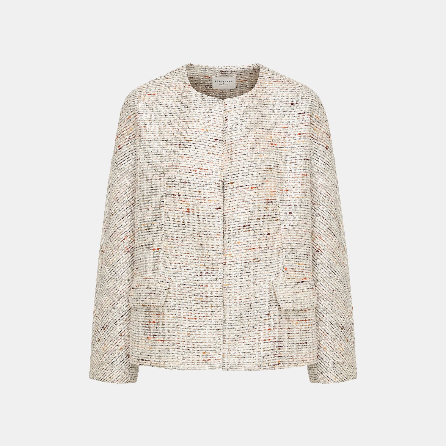 "Oxford Autumn Elegance" Tweed Oversized Jacket - White and Multicolor 