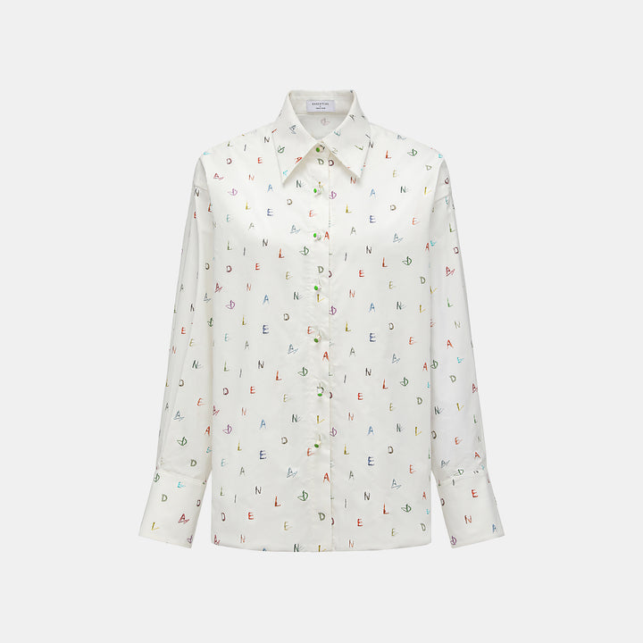 “知性時刻”義大利純棉Monogram繪印工藝襯衫—Ink Whisper漫綴字語