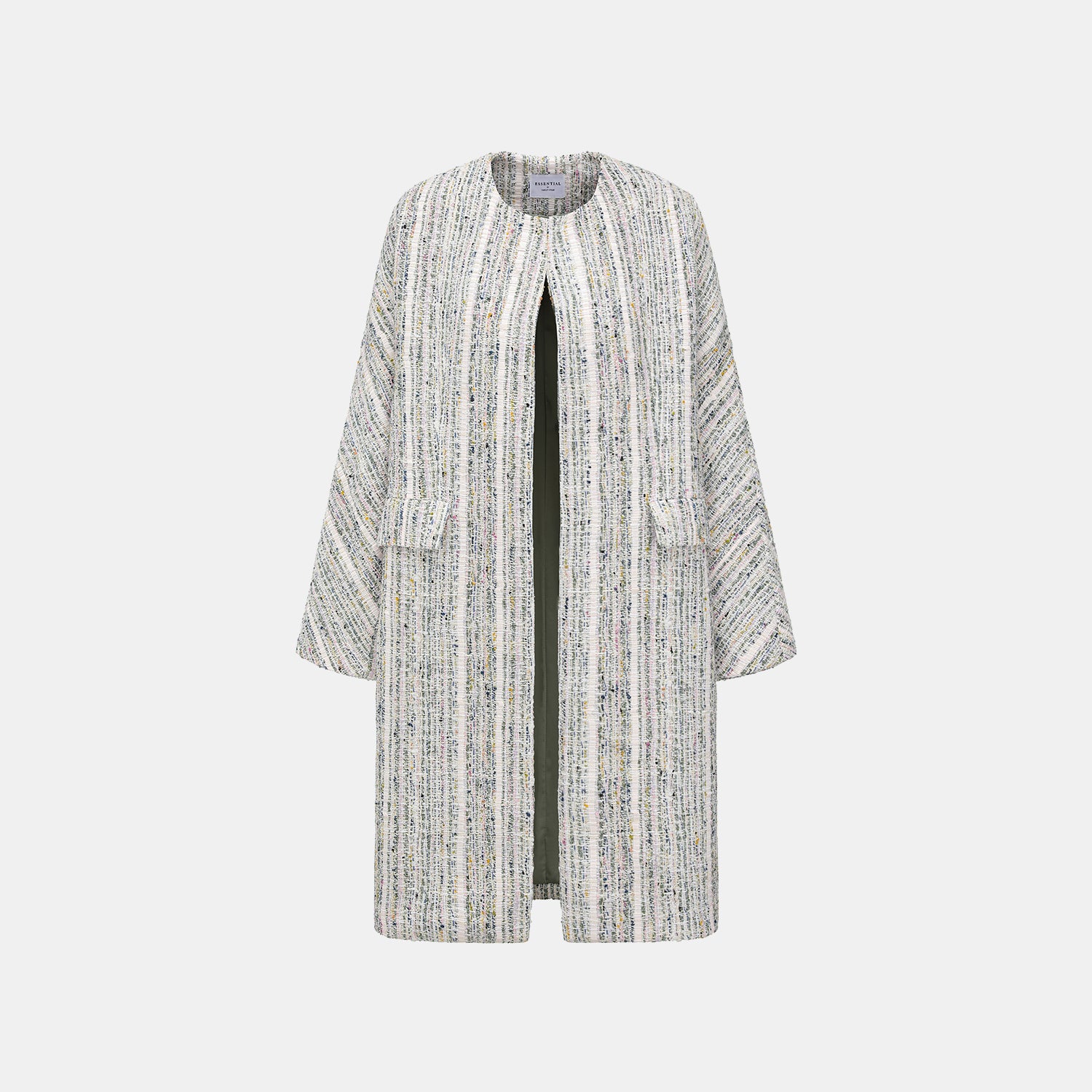 “Chelsea tea time.” 線韻肌理條織花呢蛹型大衣—Sherry de Rosée香露雪莉