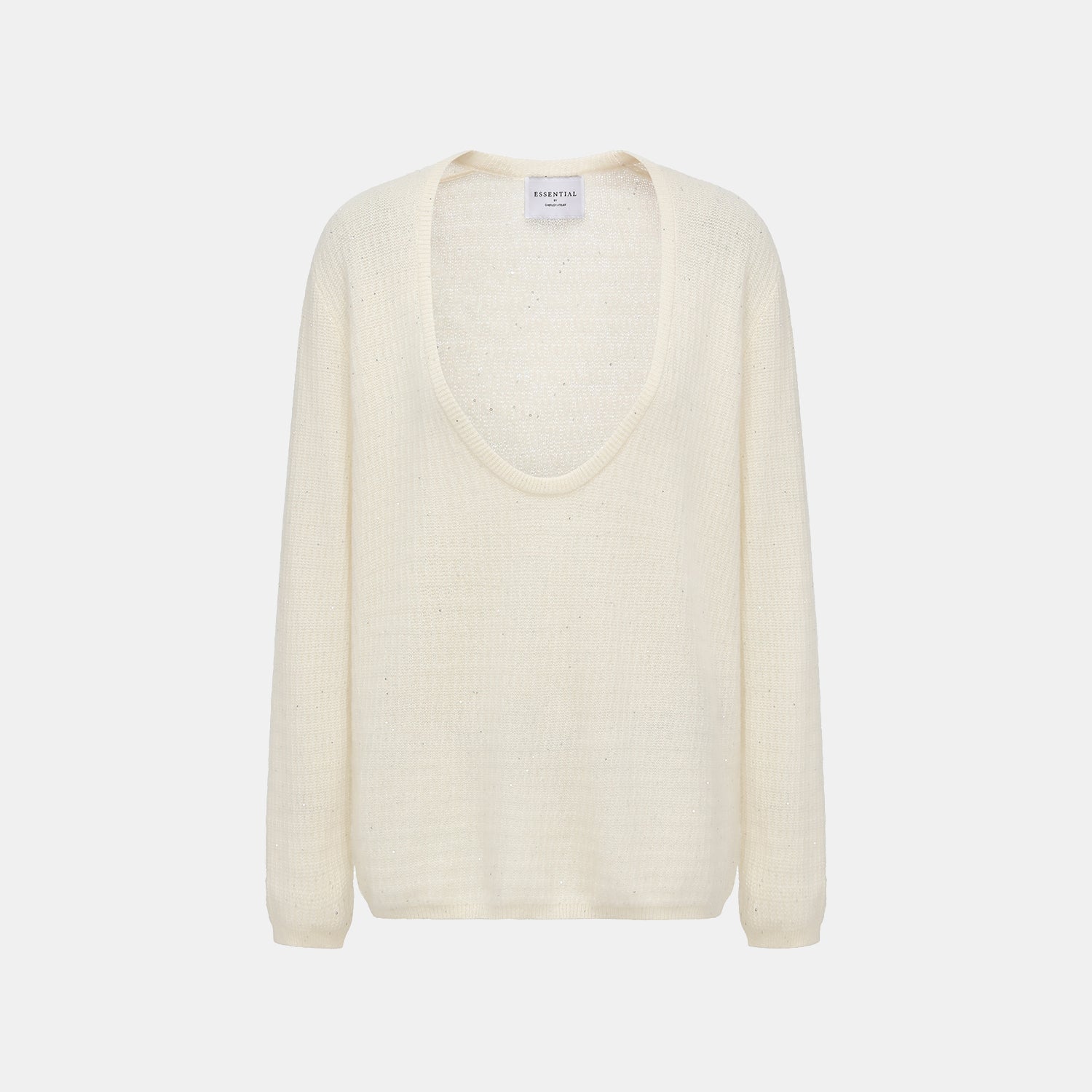 “Autumn Diary” 100% Cashmere極細絨柔星點低弧領針織上衣—Velour Moonlight絲絨月光