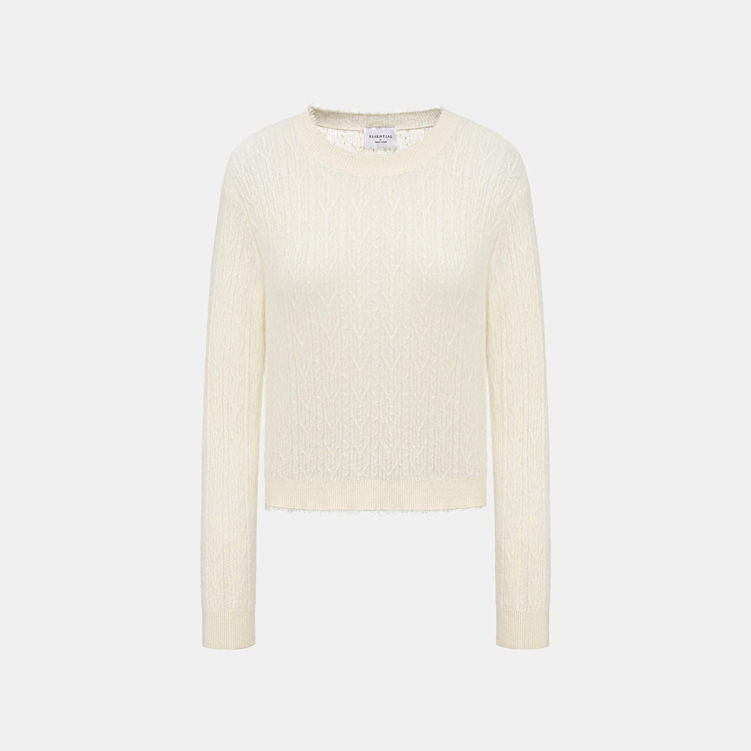 “Autumn Diary” 100% Cashmere羽絮葉脈紋銀織針織上衣—Snow Blossom雪綻