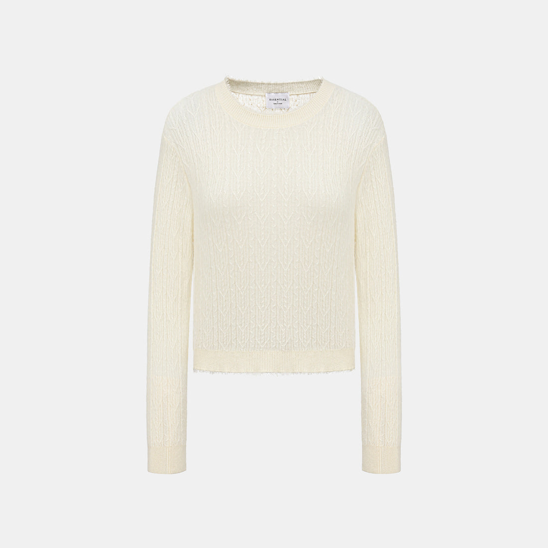 “Autumn Diary” 100% Cashmere羽絮葉脈紋銀織針織上衣—Snow Blossom雪綻