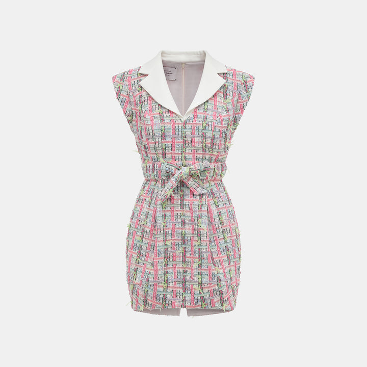"Arcade of CherJoy Atelier." French summer light tweed patchwork waist dress 