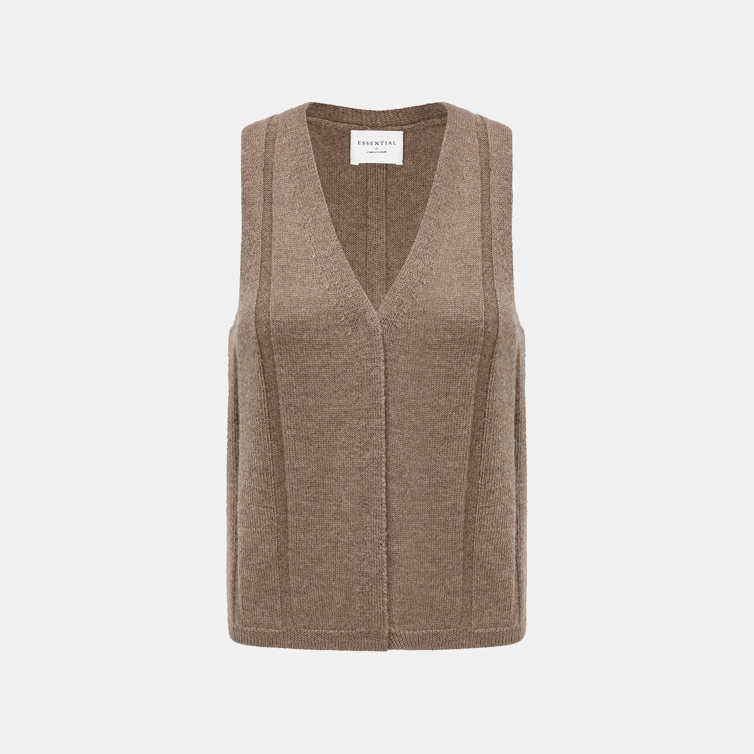 “Autumn Diary” 100%Cashmere V領背心—Earl Gray