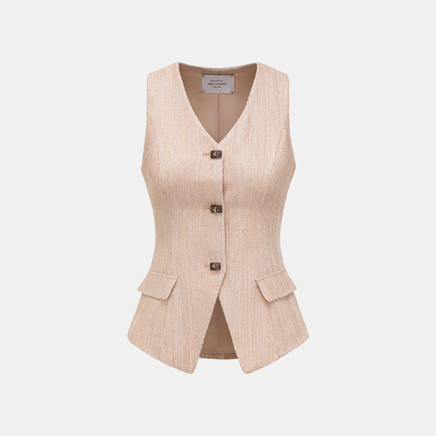 "Weekend at Monaco." 西班牙輕薄花呢修身剪裁馬甲背心— Amber Gold