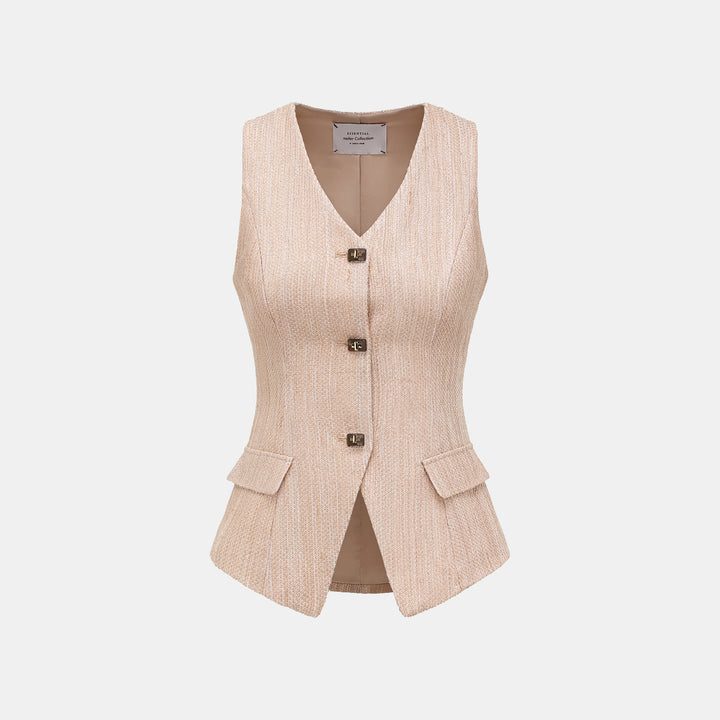 "Weekend at Monaco." Spanish Lightweight Tweed Slim Fit Vest — Amber Gold