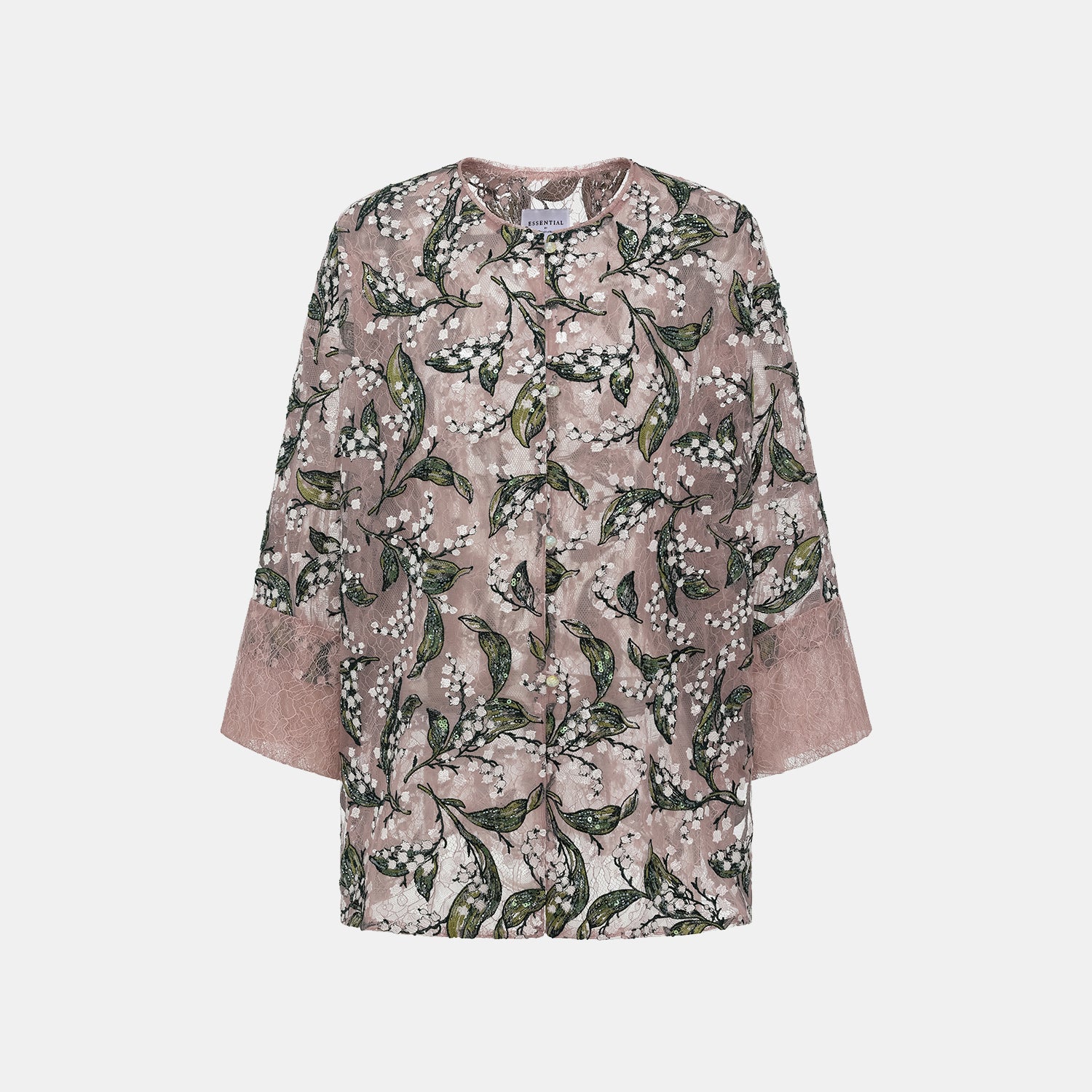 "Imperial Garden Teatime." 奢華珠繡蕾絲Oversized輕國風罩衫—Jade Aroma翠影凝香