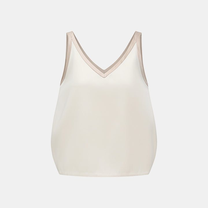 "Weekend at Monaco." 重磅緞面拼接工藝背心 — Ivory