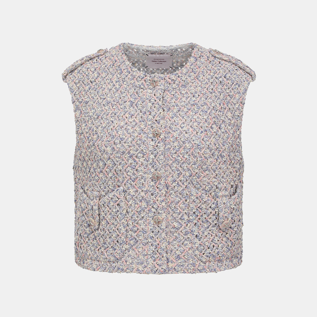 “Sloane Ave."法國高級訂製蕾絲勾織花呢馬甲背心 —Dreaming Pond莫內睡蓮・夢池