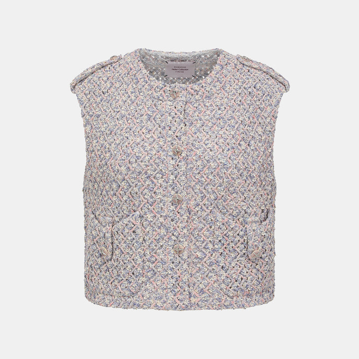 “Sloane Ave."法國高級訂製蕾絲勾織花呢馬甲背心 —Dreaming Pond莫內睡蓮・夢池