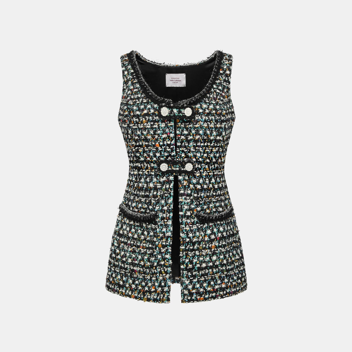 "Couture Impression."法國頂級羊毛棱光彩織花呢馬甲背心—Galaxy Jardin銀光花境