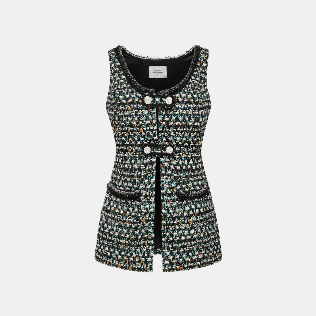 "Couture Impression."法國頂級羊毛棱光彩織花呢馬甲背心—Galaxy Jardin銀光花境