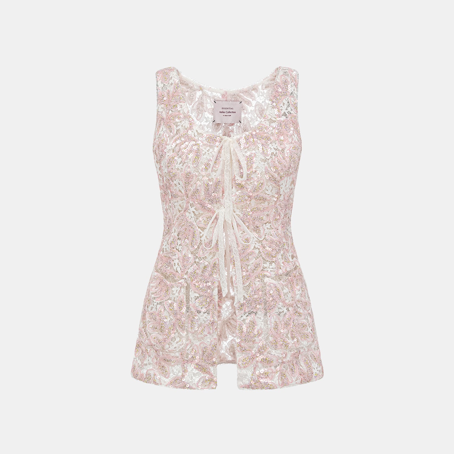 "Quiet Mastery." 法國頂級高級訂製琉光繪繡蕾絲馬甲背心—Chantilly Mirage香緹幻影