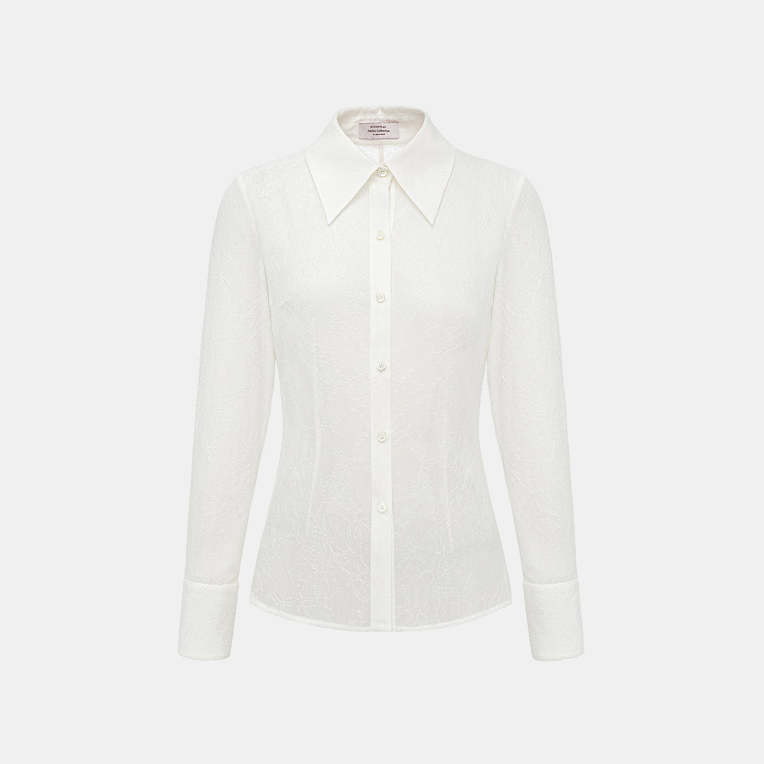 "Daytime Sparkle." French top-grade lace craft diamond-cut shirt