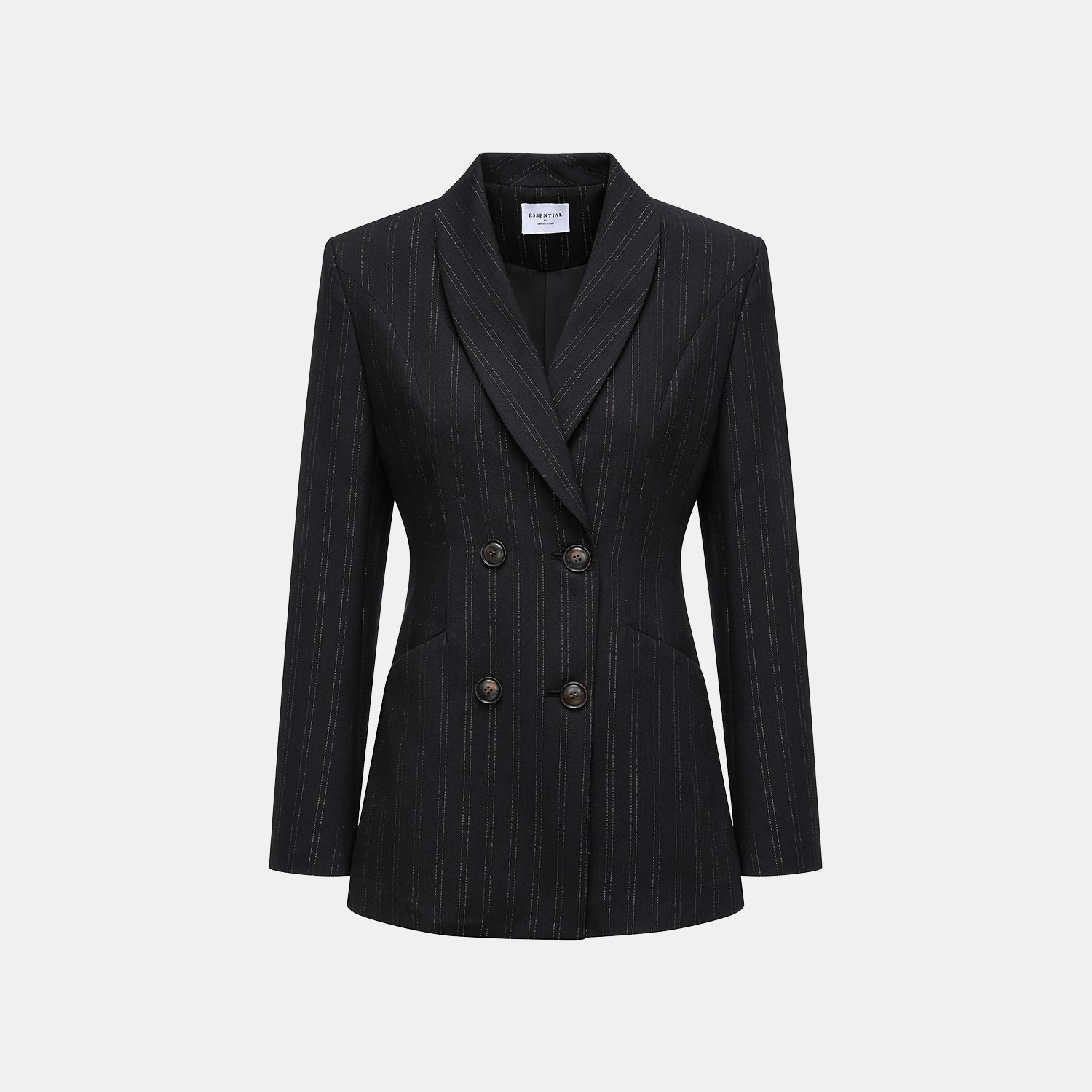 "Speak Sleek." 義大利織金工藝直條立體剪裁西裝外套—Indigo