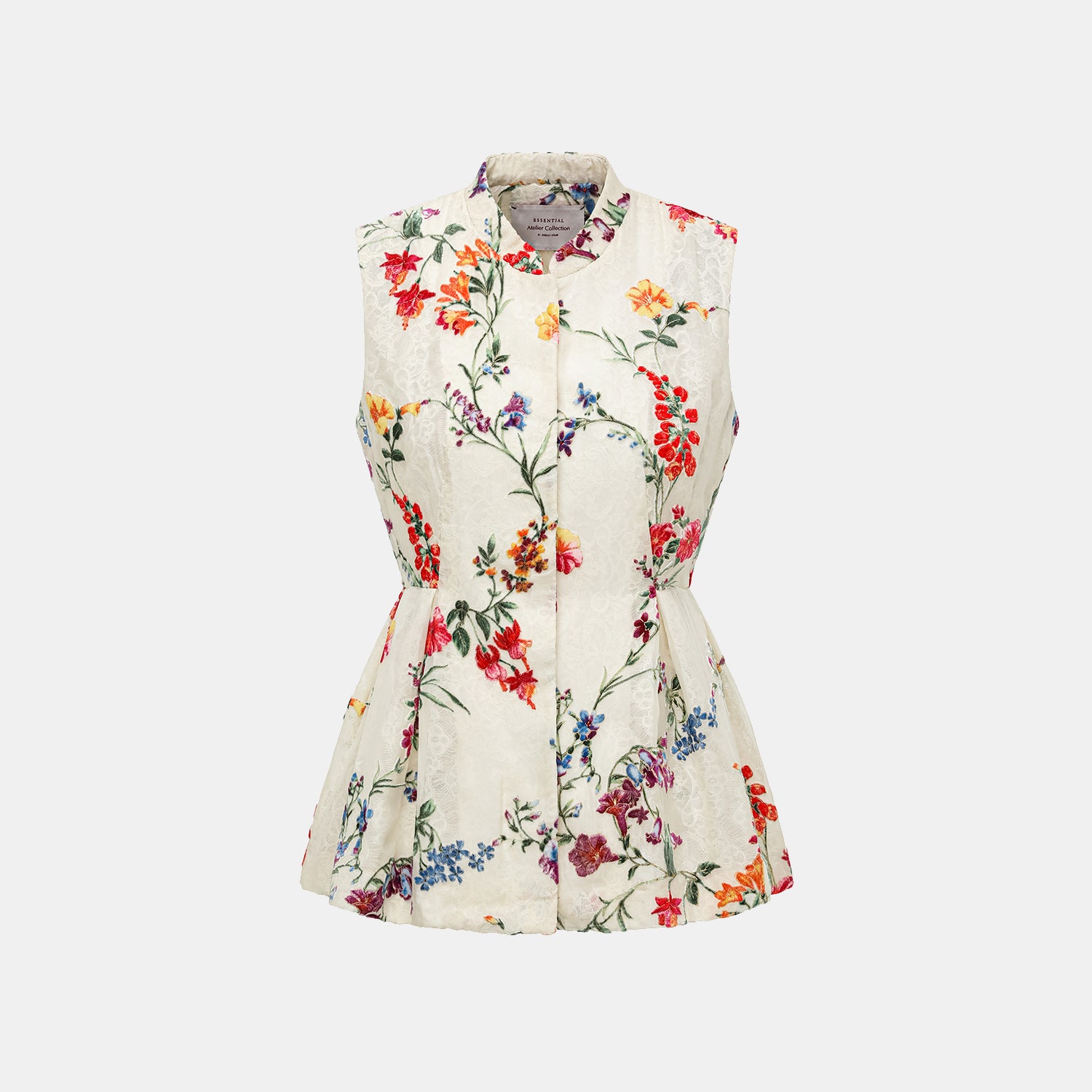 “Tops” 義大利高訂真絲絨藝手工描金工藝輕中式立體剪裁上衣—曉春花宴