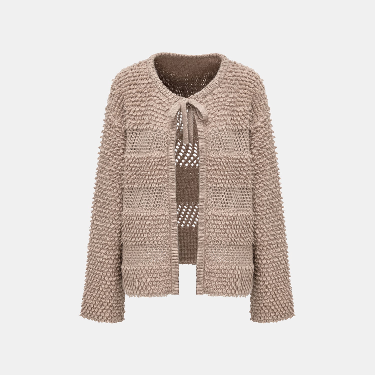 “Winter Diary” 100% Cashmere雲絨立體羽圈針織開衫—Field Fluff穗野絮棕