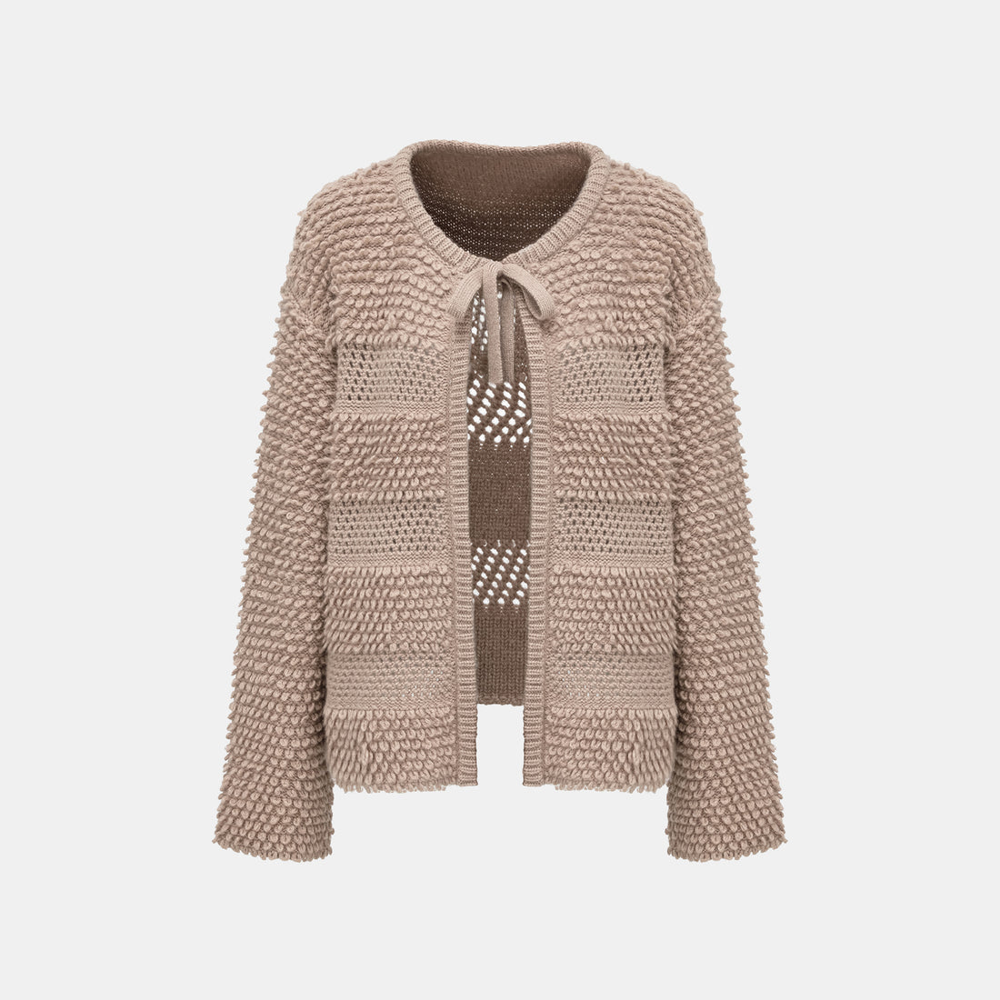 “Winter Diary” 100% Cashmere雲絨立體羽圈針織開衫—Field Fluff穗野絮棕
