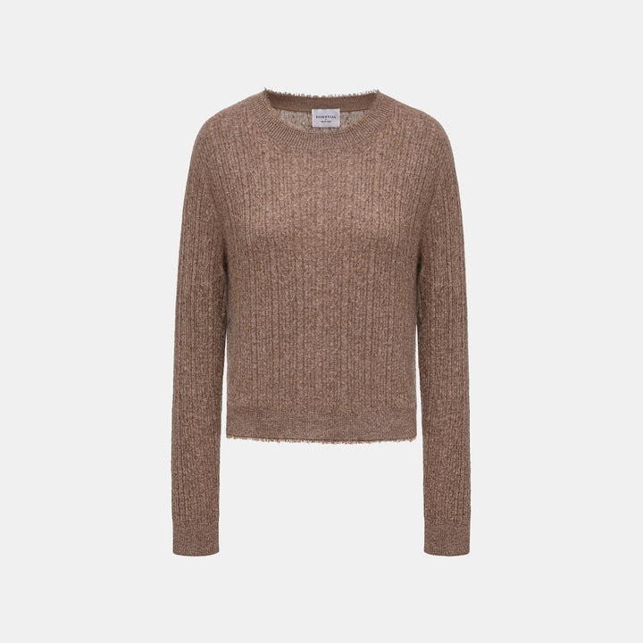 “Autumn Diary” 100% Cashmere羽絮葉脈紋銀織針織上衣—Elmwood澄木