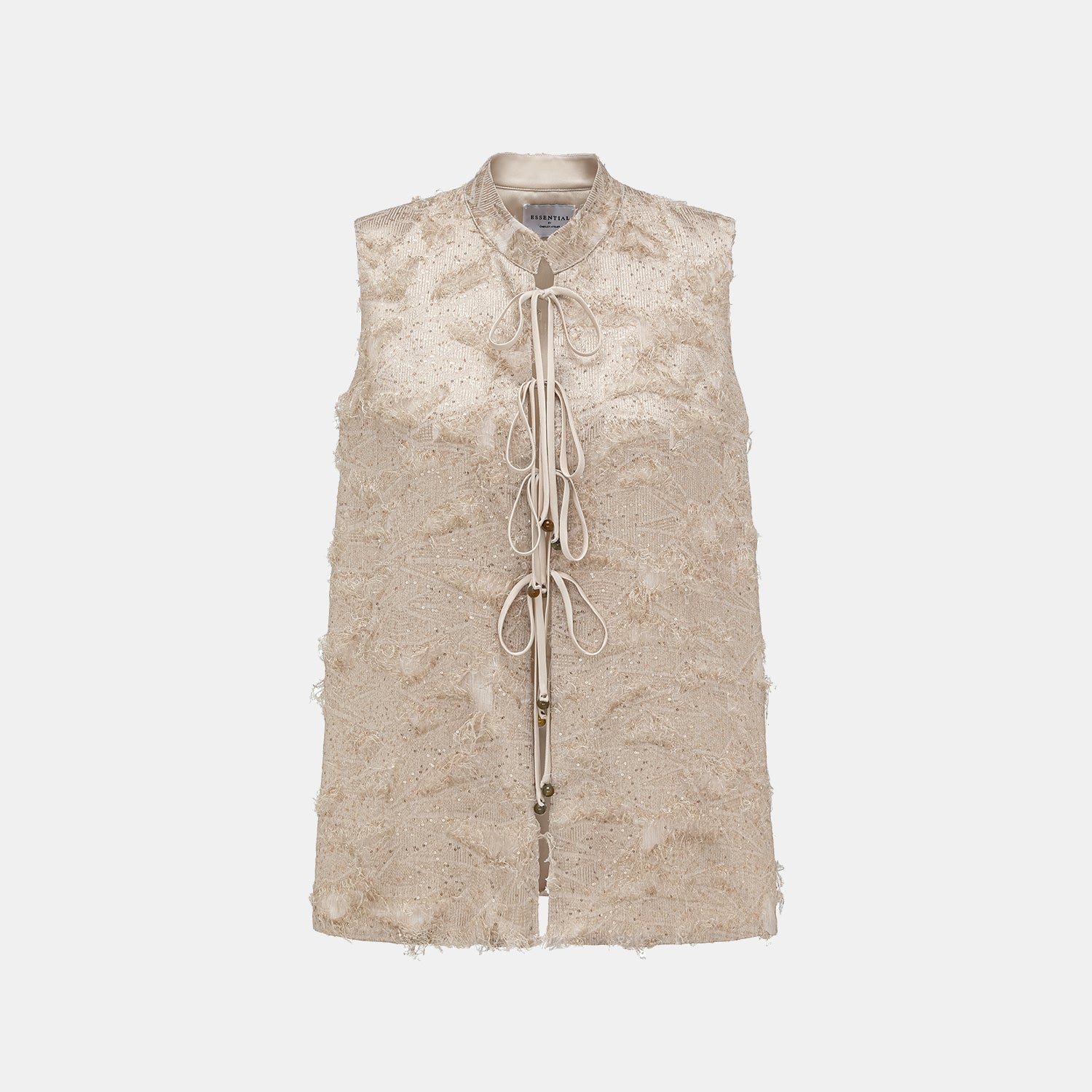 "Imperial Garden Teatime."義大利羽繡流蘇工藝輕國風背心—暮羽