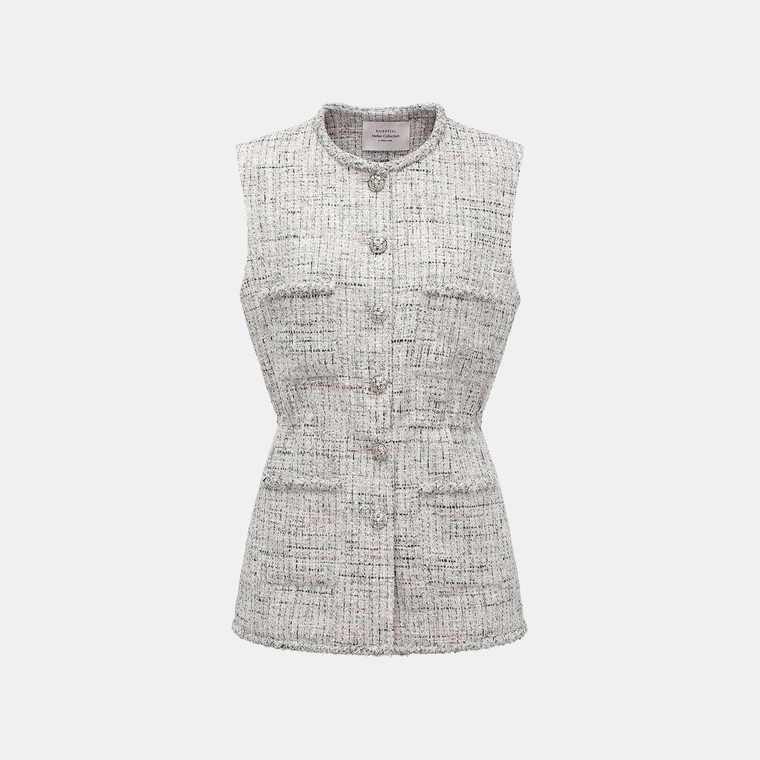 “Weekend at Monaco” 義大利頂級花紗輕薄花呢收腰馬甲背心—Opaline Dust