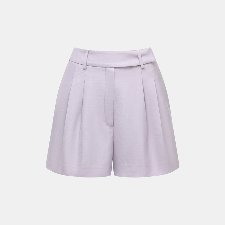 "Speak Sleek" 奢華輕薄麻感肌理醋酸短褲—Lilac