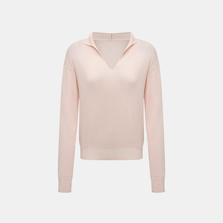 “Spring diary.” Silk Cashmere真絲喀什米爾V領上衣—Rose