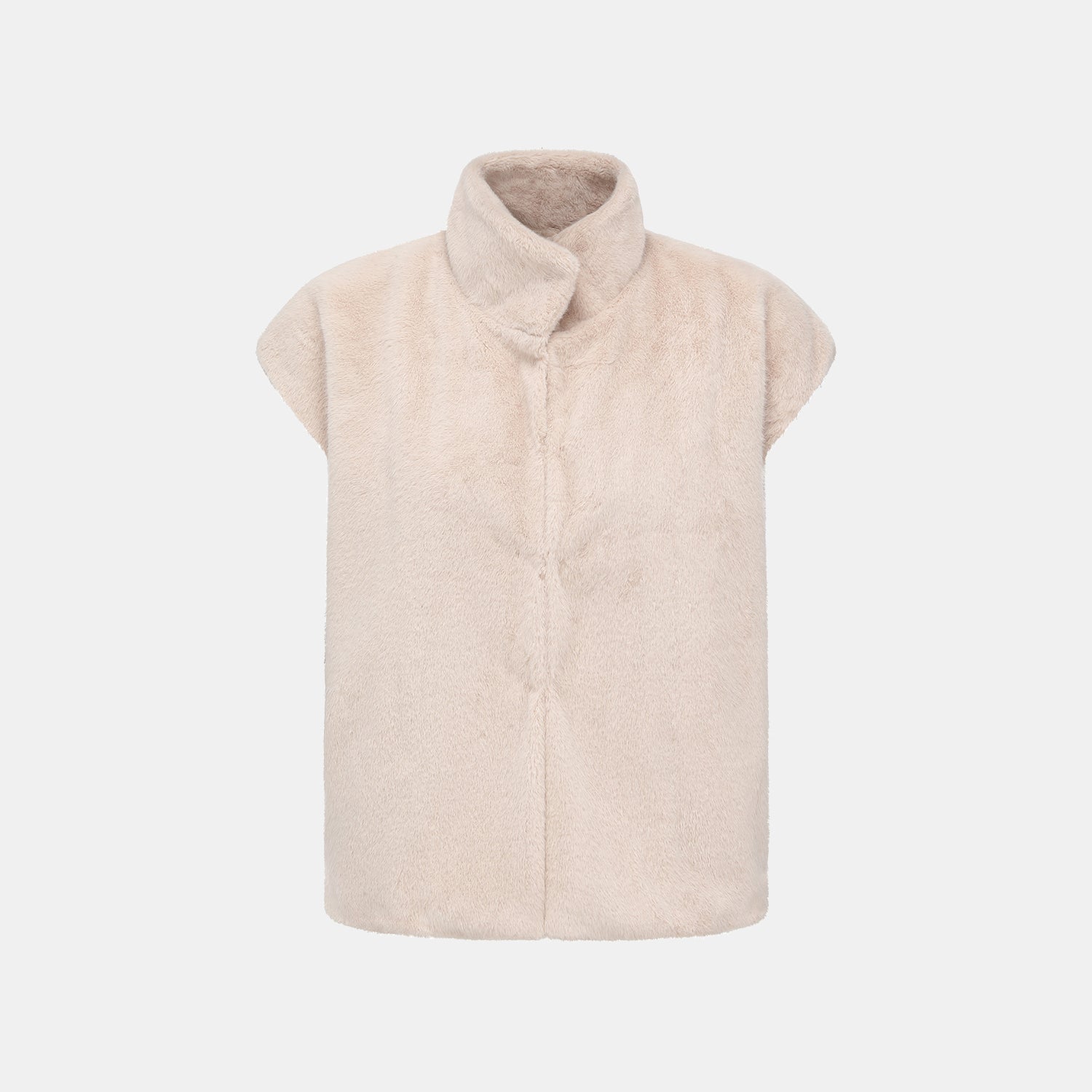 “Imperial Gala” 柔奢霧絨環保皮草國風馬甲外套—Rosy Charm緞杏凝福