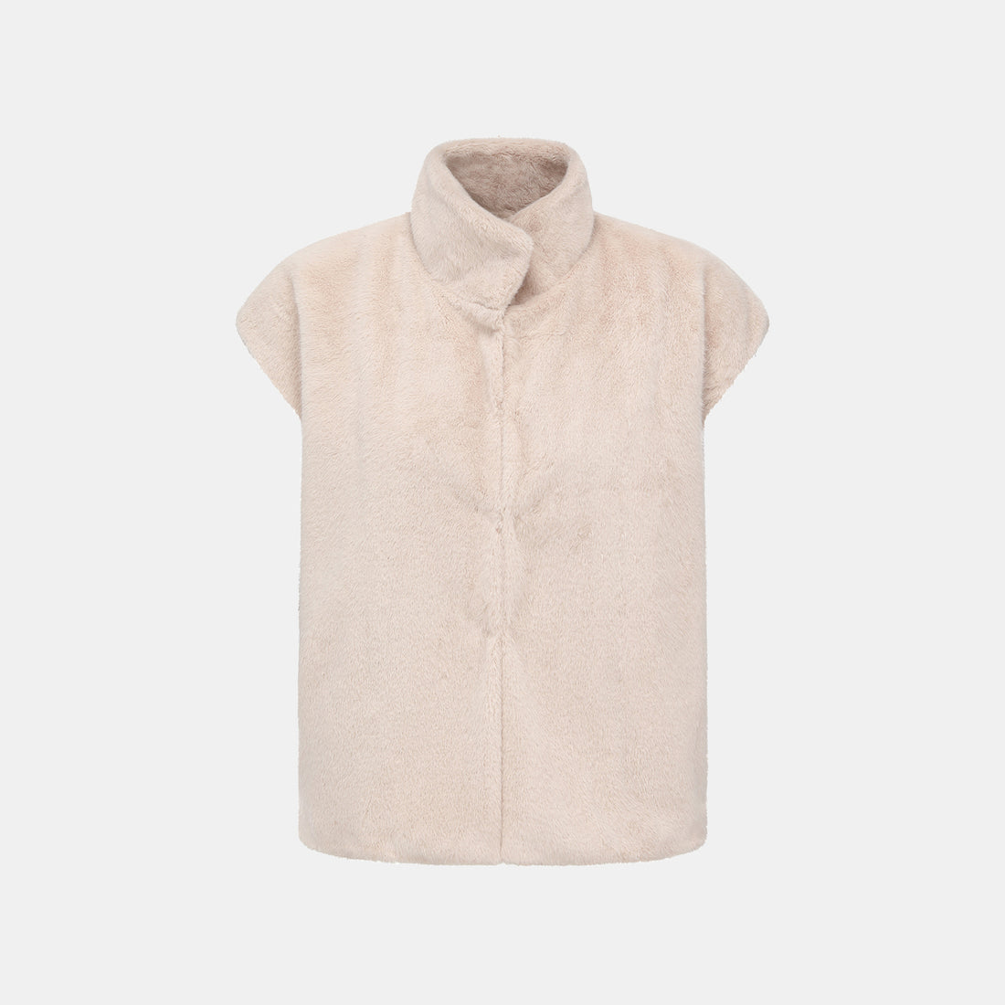 “Imperial Gala” 柔奢霧絨環保皮草國風馬甲外套—Rosy Charm緞杏凝福