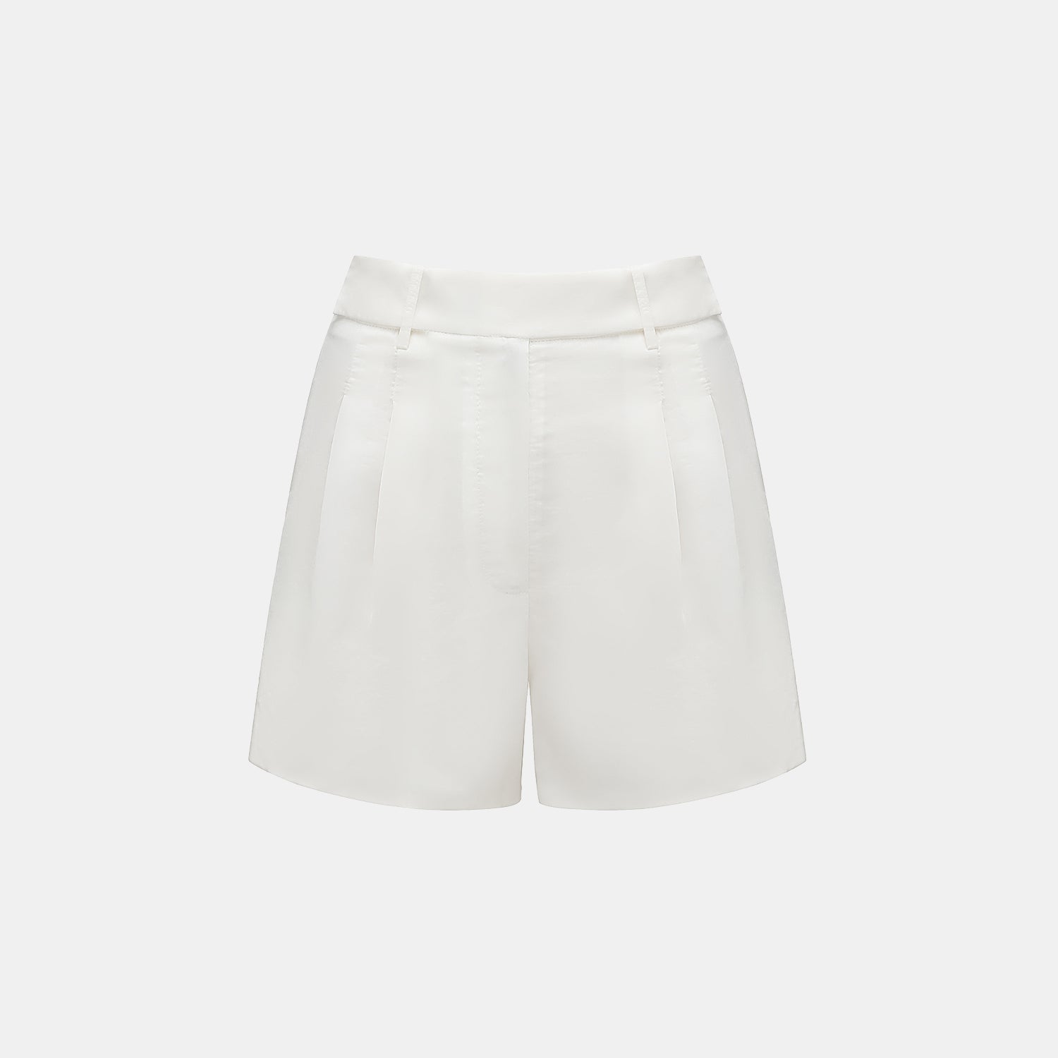“知性時刻” 天絲緞面雪紡短褲—簡白