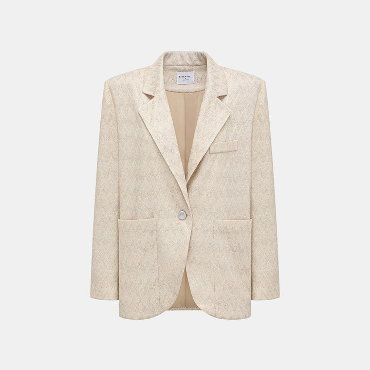 “Autumn Diary”義大利Chevron山形金縷織紋針織西裝外套—Isle Breeze沙嶼暖風