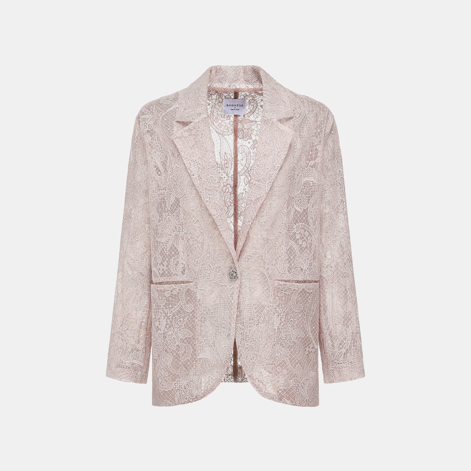 “Weekend At Monaco."鏤雕浮紋織花蕾絲oversized西裝外套—Misty Rose薄霧玫瑰