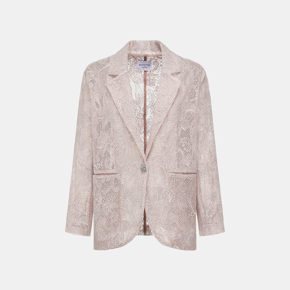 “Weekend At Monaco."鏤雕浮紋織花蕾絲oversized西裝外套—Misty Rose薄霧玫瑰