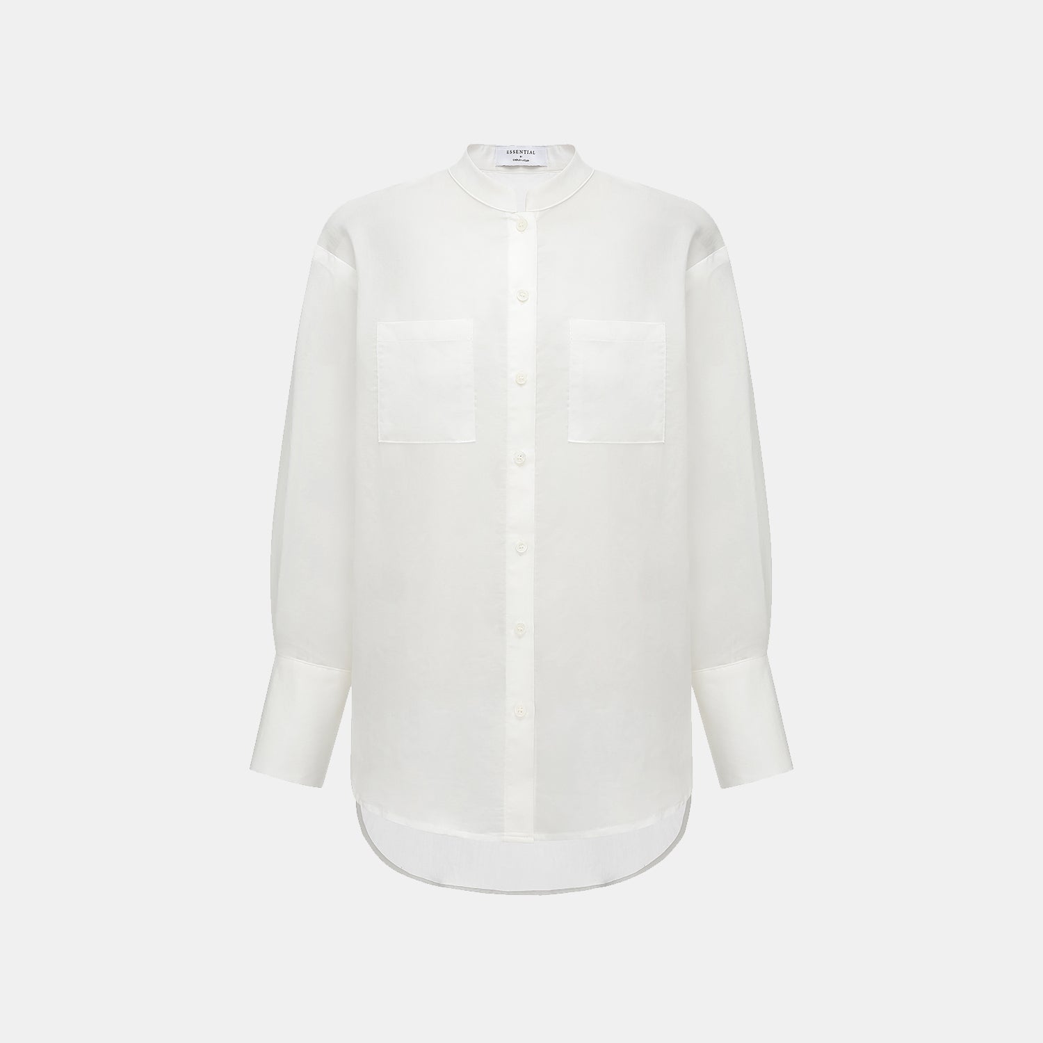 “知性時刻” 天絲緞面雪紡Oversized襯衫—簡白