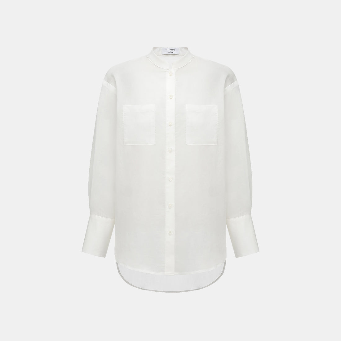 “知性時刻” 天絲緞面雪紡Oversized襯衫—簡白