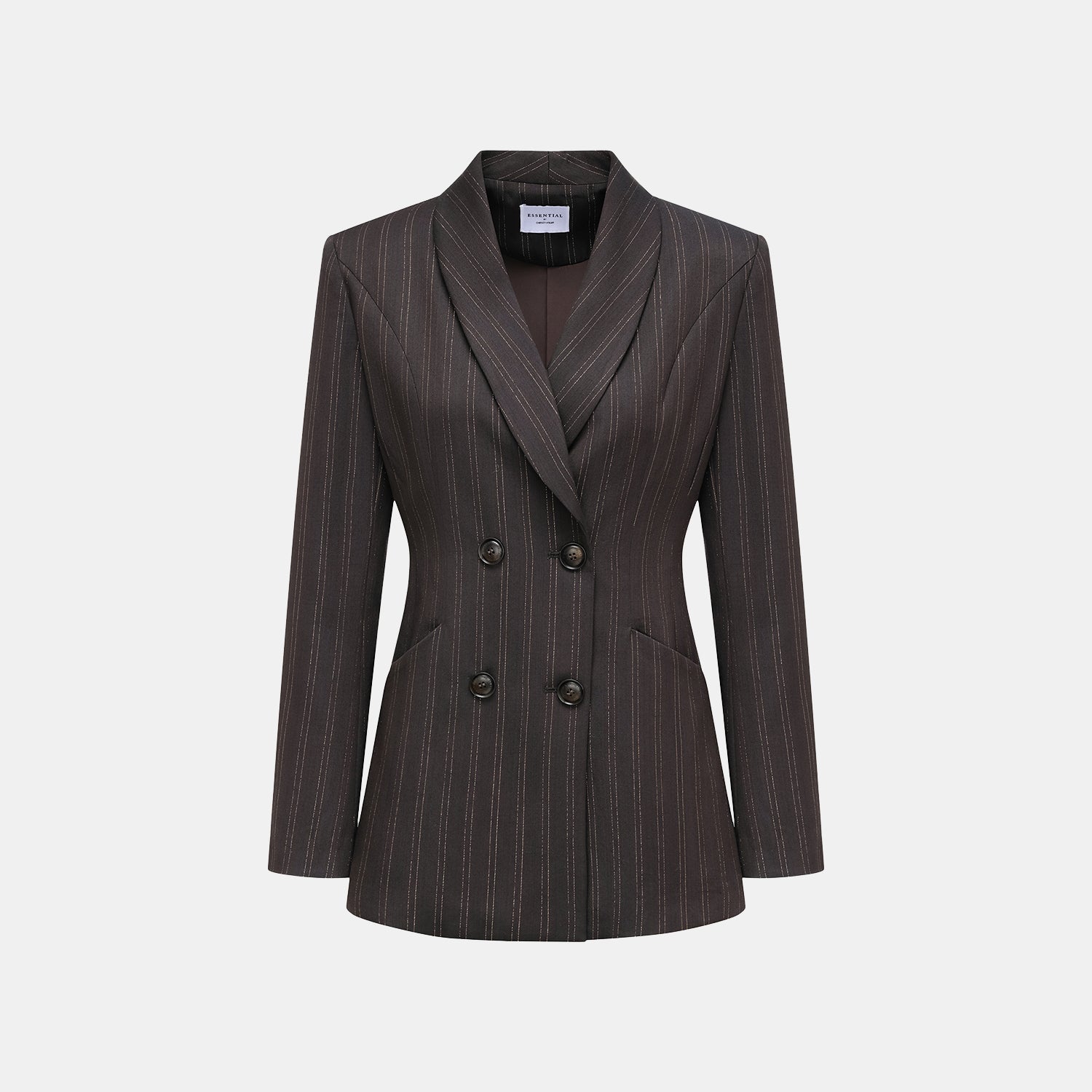 "Speak Sleek." 義大利織金工藝直條立體剪裁西裝外套—Ink