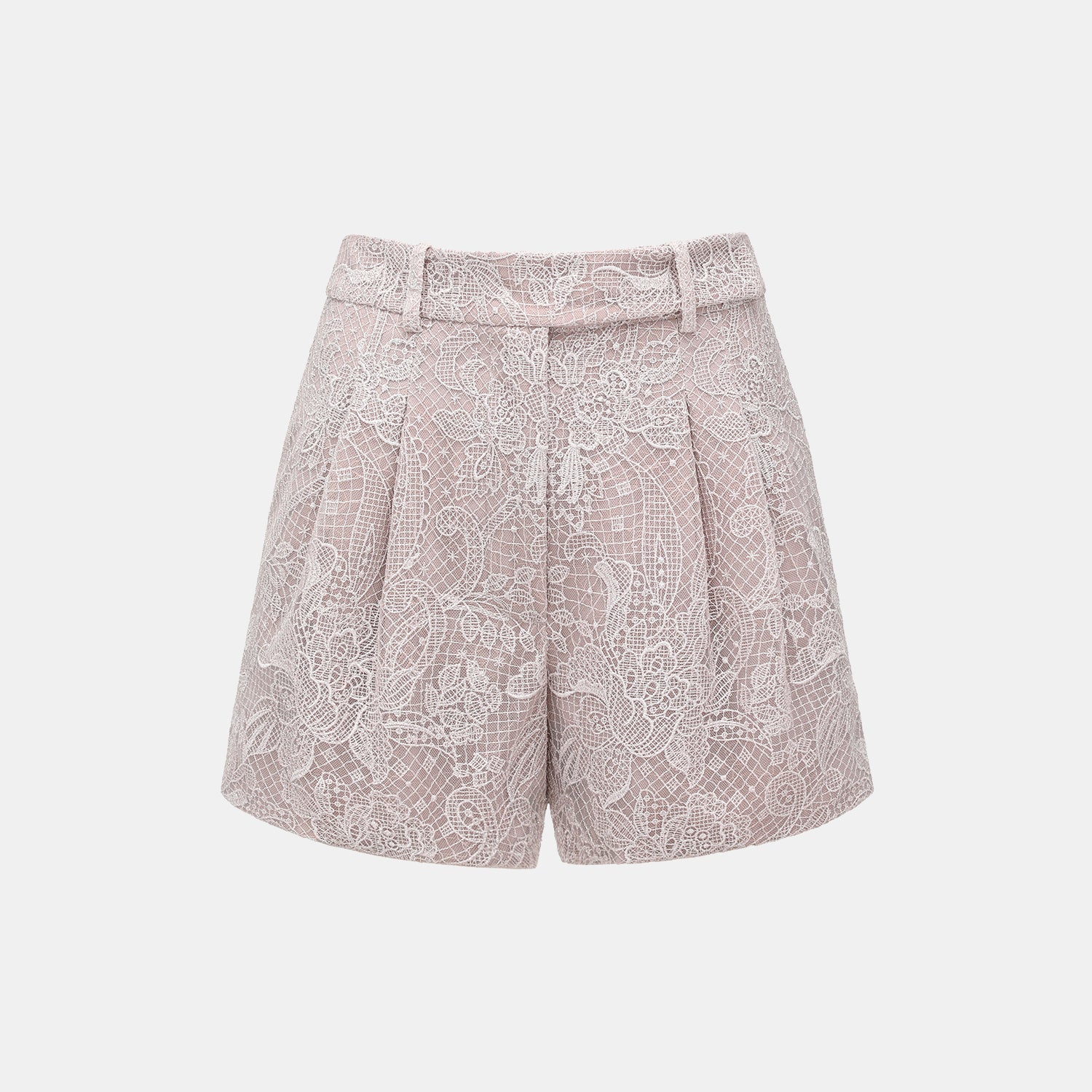 “Weekend At Monaco."鏤雕浮紋織花蕾絲短褲—Misty Rose薄霧玫瑰