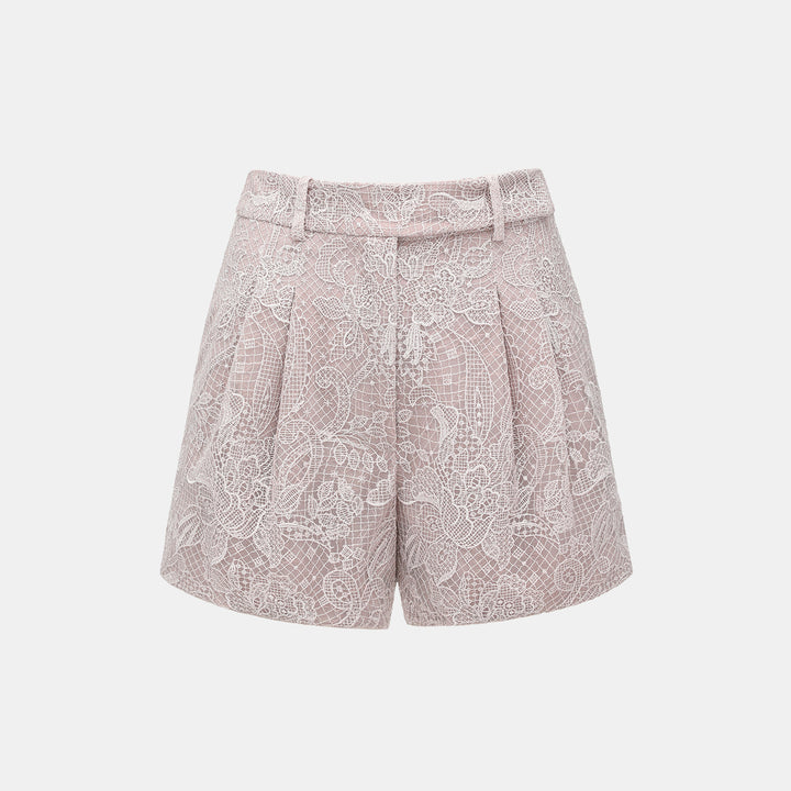 “Weekend At Monaco."鏤雕浮紋織花蕾絲短褲—Misty Rose薄霧玫瑰