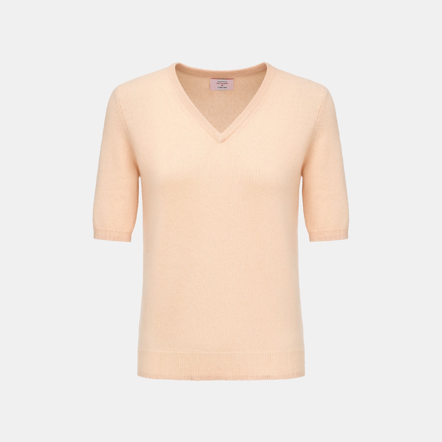 “Cash-In Collection 財“ 100% Baby Cashmere 五分袖V領上衣（Yarn by Loro Piana）— Nude