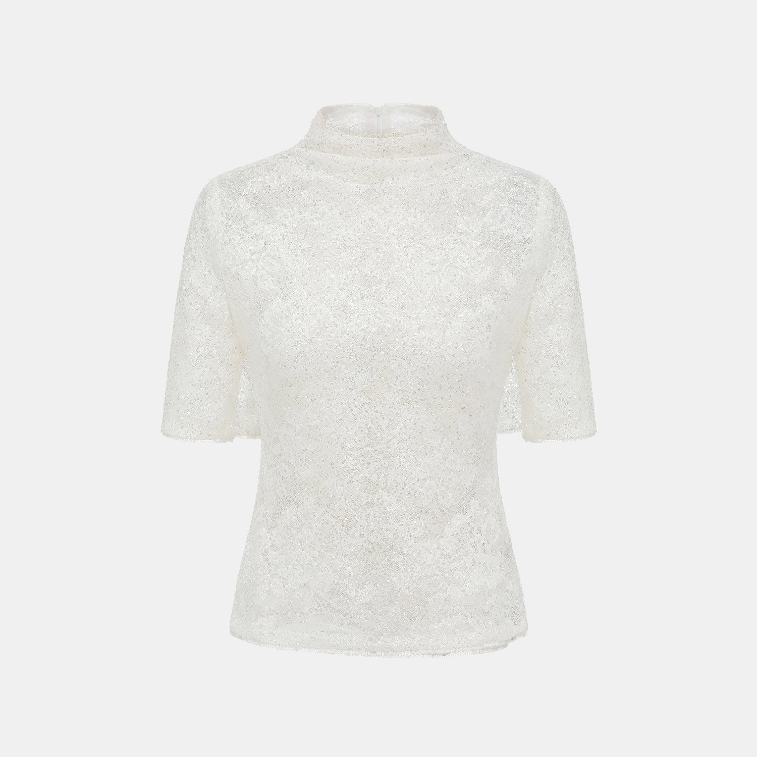 "Quiet Mastery." 法國光影畫藝繡片蕾絲上衣—Moonlit Stitch 月紗絨光