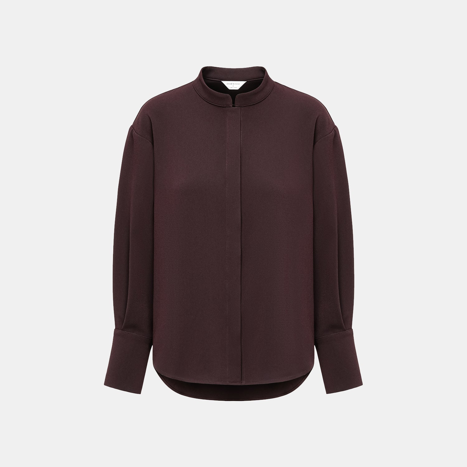 “Daytime Elegance” 肌理醋酸襯衫—皮革咖