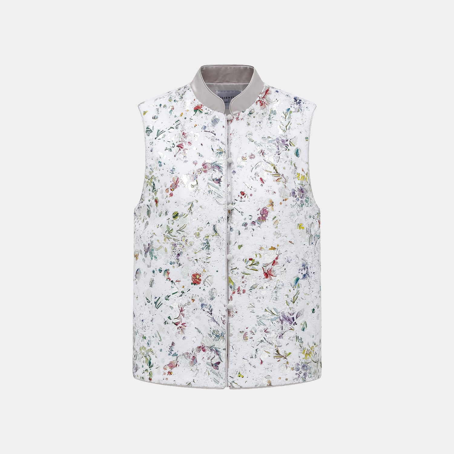 “Imperial Garden Teatime” 義大利銀箔貼花工藝肌理面料輕國風馬甲背心—蝶影醺夢