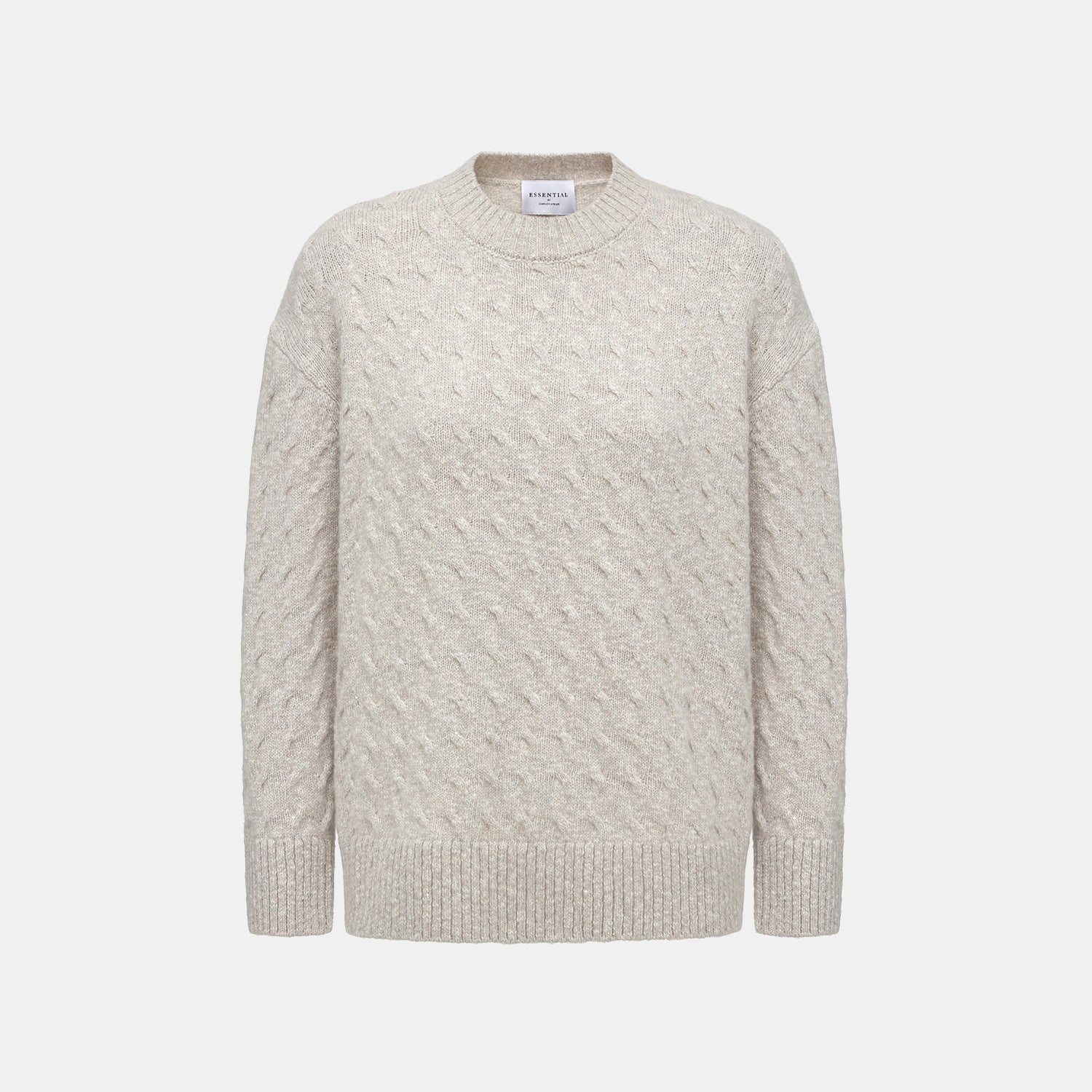 “Winter Diary” 100% Cashmere極細絨柔幾何浮織星點針織上衣—Fog Beige 霧幕杏灰